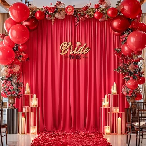 20x10ft Red Backdrop Curtain Panels for Parties - Wrinkle Free Polyester Photo Curtain Backdrop Wedding Back Drop Fabric Drapes for Party Decorations Background for Photography - Image 2