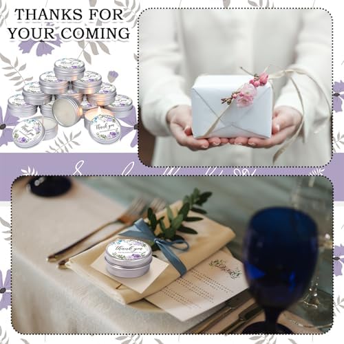 MTLEE 50 Pcs Purple Floral Wedding Candles Gift Favors for Guests 1 Oz - Image 5