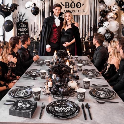 200 Pcs A Little Boo Is Almost Due Tableware Set Serves 25 - Image 4