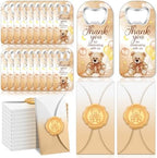 50 Sets Bear Baby Shower Favors Baby Shower Bottle Opener Favors Thank You Handheld Bottle Opener with Wax Sticker Gift Box for Guests Wedding Return Gifts by Unknown