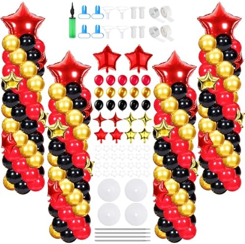 Gejoy Red Black Gold Balloon Column Stand Kit, Adjustable 1.4-6.6 ft by Gejoy