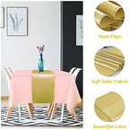 16Pack Disposable Plastic Tablecloths and Satin Table Runner Set Pink and Gold Dot Tablecloth Gold Satin Table Runner for Wedding Birthday Baby Shower Anniversary Christmas New Year Party Supplies - Image 3