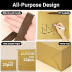 EUSOAR Paper Bags with Handles, 25pcs 12.5"x4.5"x11" Large Gold Gift Bags Bulk, Merchandise Retail Paper Shopping Wrapping Bags for Business, Craft Grocery, Boutique, Party Favor, Wedding - Image 3