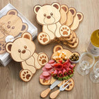 Ziliny 12 Set Baby Shower Prize Bear Shaped Cheese Board Gift, Bamboo Color - Image 5