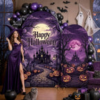 Set of 2 Purple Happy Halloween Arch Backdrop Covers (7.2ft, 6ft) - Image 4