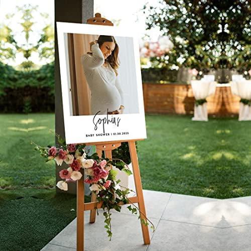 Andaz Press 16"x20" Personalized Canvas Baby Shower Welcome Sign, Custom Photo Minimal Modern Gender Neutral Large Welcome Baby Shower Sign for Easel Stand, Baby Shower Decorations - Image 4