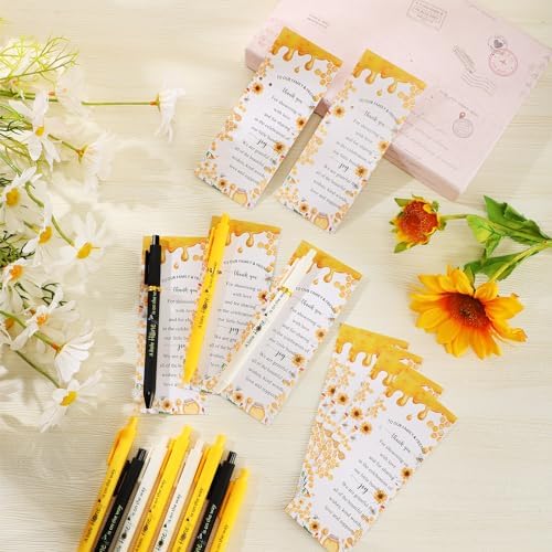 Engrowtic 100 Set Bee Baby Shower Gifts Pens for Guest Bee Themed Baby Shower Party Favors Ballpoint Pens with Thank You Cards Cute Gender Reveal Game Prizes Birthday Return Gifts Souvenirs Supplies - Image 4