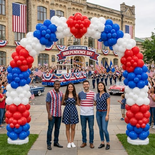 PMU DIY Professional Balloon Arch Premiere Kit (Patriotic Red, White, and Blue) Balloon Garland for Party Decoration, Decoration Kit for Birthday Party, Graduation, Baby Shower(41703-61646-48102)Pkg/1 - Image 3