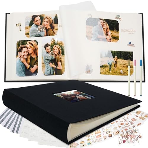 Vienrose Scrapbook Photo Album, 12x12 Inches, 60 Pages, Black by Vienrose