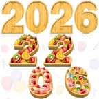 4 PCS 2026 Charcuterie Boards Wooden Numbers Fillable Boxes Reusable Wedding Serving Tray for Party Centerpieces Decoration Back to School Decor Platter for Birthday Grad Baby Shower Tabletop Supply by Easma