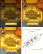 Check Engine Neon Sign for Wall decor, Dimmable Car LED Wall Sign with USB Powered for Garage, Workshop, Man Cave Auto Repair Shop - Image 2