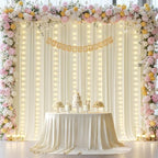 10x10ft Beige Backdrop Curtains with Lights Photo Drapes Wrinkle Free Fabric Backdrop Curtain for Wedding Birthday Party Baby Shower Bridal Shower Home Party Background Decorations - Image 3