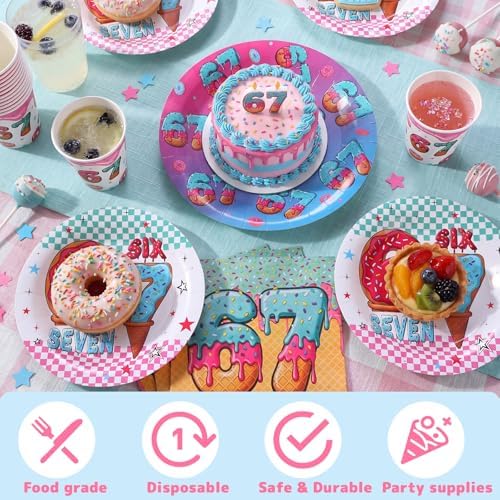 Suclain 150 Pcs 6 7 Birthday Party Tablewear, Six Seven Birthday Decoration - Image 4