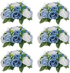 NUPTIO Flower Balls Wedding Table Centerpieces, Dusty Blue & White Roses by Nuptio