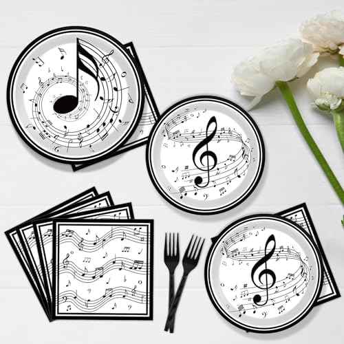 200Pcs Musical Note Plates Napkins Music Notes Themed Party Tableware Set Baby Shower Dinnerware Disposable Music Dessert Plates for Concert Birthday Party Baby Shower Decor Supplies Serve 50 - Image 5