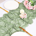 12 Pack Sage Green Cheesecloth Table Runners 21x120 Inch Boho Gauze Table Runner 10FT Long Rustic Sheer Green Table Runner for Baby Shower,Wedding,Party,Birthday,Home Table Decor - Image 2