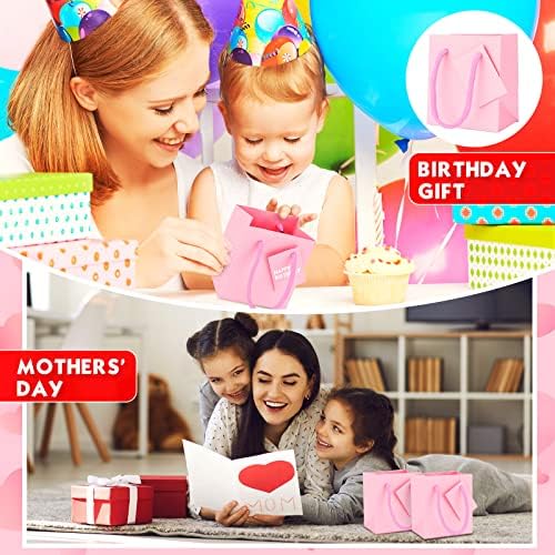 Zhehao 50 Pack Mini Gift Bags Bulk with Handles and Tags,Pink - Image 4