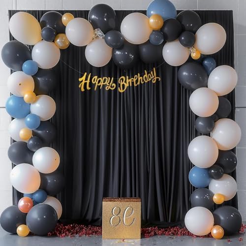 20ft×10ft Black Backdrop Curtain, Wrinkle Free Thick Polyester Drapes for Backdrop, 4 Panels 5ft x 10ft Photo Backdrop Curtains for Parties Birthday Wedding Graduation Photography Background Cloth - Image 5