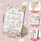 201 Pcs Baby Shower Set Baby Shower Game Sign Baby Bib Bodysuit White Baby Bib Newborn Bodysuit Baby Shower White Decorating Kit(PinkFlowerButterfly) - Image 3