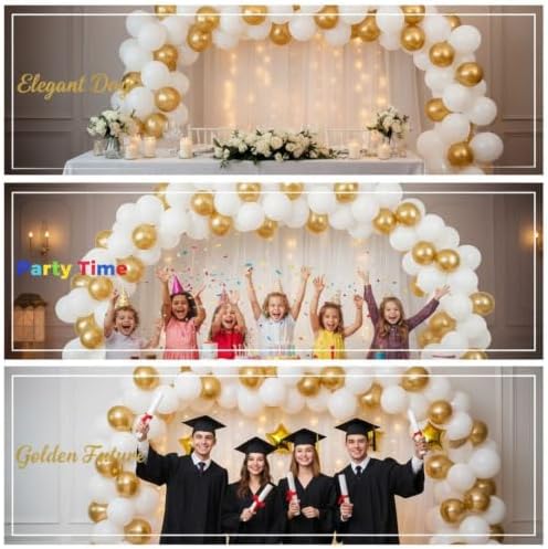178 Pcs White and Gold Balloon Garland Kit, with Confetti Balloons and Arch Kit, Party Decorations for Birthday, Wedding, Anniversary, Graduation, Baby Showers, Party and Event Decor - Image 6