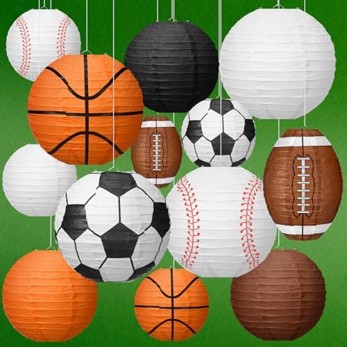 Bencailor 13 Pcs Sports Paper Lanterns Hanging Decorations, Simple - Image 4