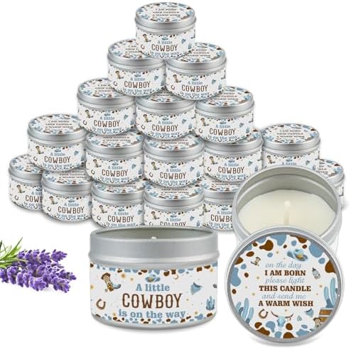 24Pcs Cowboy Baby Shower Party Candles for Gender Reveal by Nlicrst