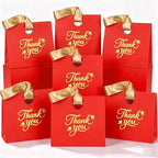 Feifeiya 30 Pcs Thank You Gift Bags with Ribbon Handles 7.87 x 3.54 x 7.09 Inch Paper Candy Gift Bags with Gold Foil Printed for Appreciation Birthday Wedding Bridal Baby Shower Party Favors(Red) by Feifeiya