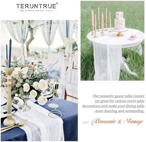 Teruntrue 20 Pack White Cheesecloth Table Runner 17x108 Inch, Boho Gauze Sheer Fabric Cheese Cloth Table Runners for Wedding Party Bridal Shower Baby Shower Birthday Home Decor Garden Farmhouse - Image 6