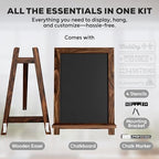 Loddie Doddie Mini Chalkboard Sign Easel, Place Cards, Dark Brown, 12"x12" - Image 4