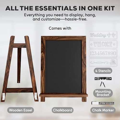 Loddie Doddie Mini Chalkboard Sign Easel, Place Cards, Dark Brown, 12"x12" - Image 4