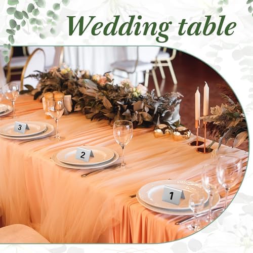 Wenqik 100 Pack Stainless Steel Table Numbers 1-100, 2 x 1.6 Inch Double Sided Tent Style Number Signs Tabletop Display Cards for Wedding Reception, Restaurant, Party, Cafe and Event Seating - Image 2