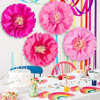 SUNBEAUTY 20inch Giant Hot Pink Orange Tissue Paper Flowers - 4 PCS Large Crepe Tissue Fiesta Flowers Spring Summer DIY Craft for Birthday Wedding Backdrop Bridal Baby Shower Nursery Wall Decorations - Image 4