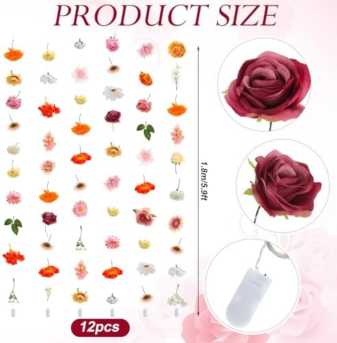 Suncalla 6 Pack 35.4ft Fake Flower LED Garland Backdrop, Vivid, Multicolor - Image 3