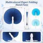 Mifoci 60 Pcs Blue 24 Pcs Round Paper Folding Fans Bulk for Party - Image 3