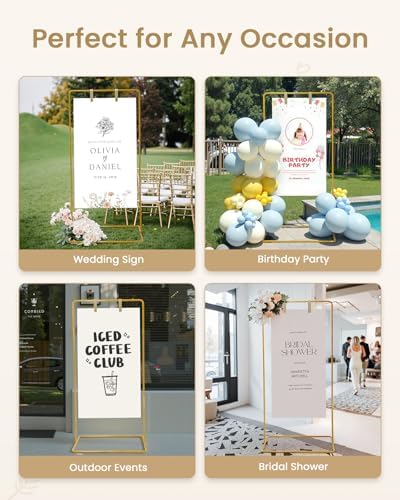 Gold 2Pack Wedding Welcome Sign Stand, Easel Stand for Sign Poster - Image 2