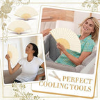Yinkin 24 Pack Folding Hand Fans Bamboo for Party Favors, Cream - Image 4