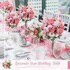 Zeyune 8 Pcs 13.4 Inch Artificial Flowers Bouquet,Rose,Bean Paste Pink - Image 4