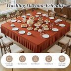 Wish Care Rust Spandex Tablecloths for 54x54 Inch Square Tables, Stretch Fitted Table Clothes with Pleated Ruffle Skirt for 54” Table, Wrinkle Free and Elastic, for Party Kitchen Home Dining - Image 6
