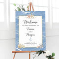 Personalized Blue Beach Wedding Welcome Sign, Customized Sea Star Anchor Rehearsal Dinner Couples Shower Anniversary Party Welcome Poster Board Canvas by BlissfulMelodyDesign