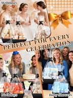 Beeplove 6 Sets Large Thick Kraft Baskets for Gifts Empty - Gift Baskets Empty Kit with Cellophane Wrap and Pull Bows for Wedding Birthday Bridesmaid Baby Shower, Black - Image 6