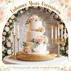 Wenqik 20 Inch Gold Cake Stand Set Metal Round Cupcake Dessert Stand with Cake Cutting, Flower Spatula Wedding Cupcake Pastry Display Candy Holder Display for Wedding Party Birthday Baby Shower - Image 6