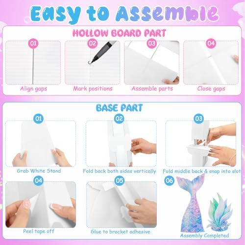 4 Pcs Large Mermaid Birthday Decorations | Under The Sea Party Decorations Mermaid Tail Shell Seaweed Starfish Cardboard Cutouts Standup Photo Booth Props for Baby Shower Wedding Ocean Theme Party - Image 5