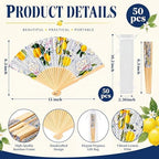 Vercraft 50 Sets Lemon Folding Hand Fans with Organza Bags Bulk, Wedding Favors for 50 Guests, Capri Mediterranean Paper Fans Bulk, Bridal Shower Party Favors Bridesmaid Gifts Summer Outdoor Decor - Image 2