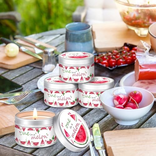 MTLEE Baby Shower Party Favors Candles Lavender Scented Baby Shower Favors for Guests Rustic Tealights Candles Gender Reveal Return Gifts(Red,One in A Melon,1.2 oz,24 Pcs) - Image 5