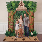 Haull 7 Pcs Dinosaur Party Decorations Set Dino Door Porch Banners Green Foil Fringe Curtains Rug Dino Photo Booth Backdrop for Jungle Safari Dinosaur Park Entryway Decor Birthday Party Supplies - Image 6
