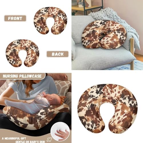 Brown Cow Print Car Seat Covers High Stretchy Breathable Breastfeeding Covers Multi-use Breastfeeding Pillow Cover Newborn Registry & Shower Gift for Baby - Image 3