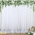 White Sheer Backdrop Curtains Tulle Backdrop Curtain for Parties Wedding White Backdrop Curtain for Birthday Party Baby Shower Photos Background Drape 20ft x 10ft(5ft x 10ft, 4 Panels) by Suppromo