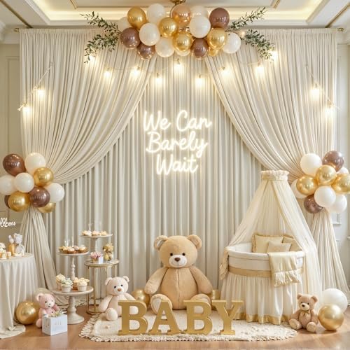10ft x 15ft Beige Backdrop Curtains, 2 Panels 15FT Long Drapes for Backdrop - Image 2