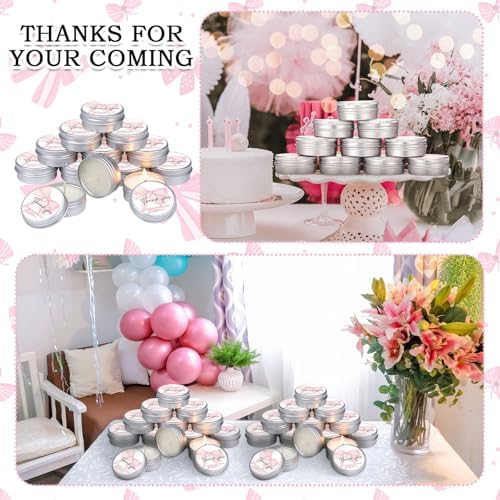 MTLEE 50 Pcs Pink Bow Baby Shower Favors Scented Candles Gift Travel Tin - Image 4