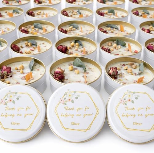 Scented Mixed Flower Candle Favors - Personalized for Weddings, Bridal Showers, Baby Showers, Birthdays, Christmas (10-20-30-40-50-100 PCS in Bulk) by Unknown
